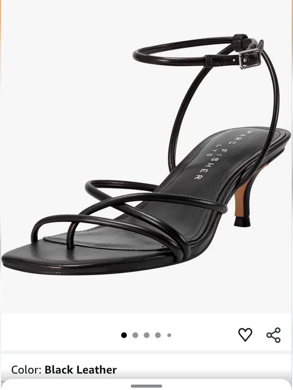 Marc Fisher Black Ballen Strappy Low Heel Sandal. Size 8